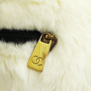 Chanel 2001 Fall CC Logo Muff White Fur Satchel