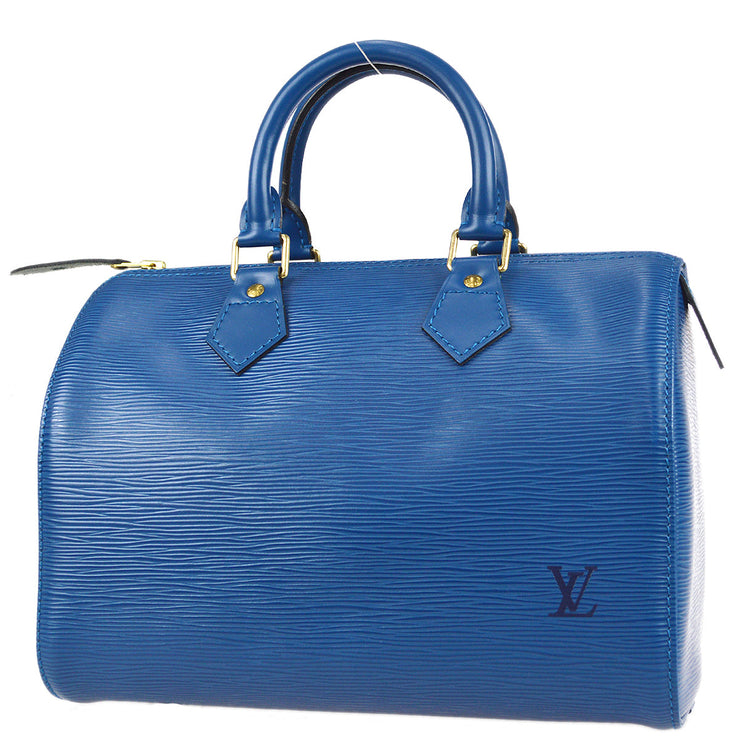 Authentic Louis Vuitton EPI Leather Blue Speedy 30 Hand Bag