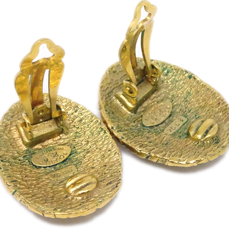 Chanel 1994 Woven CC Oval Earrings Gold Clip-On 2904