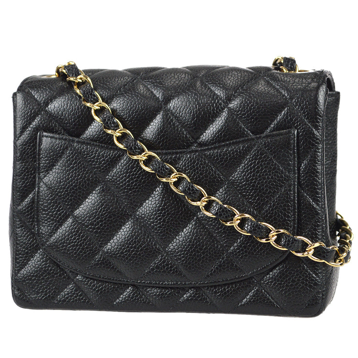 Chanel 2003-2004 Classic Flap Mini Square Chain Shoulder Bag Black