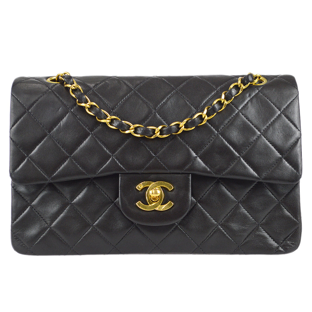 Chanel Classic Double Flap Small Shoulder Bag Black Lambskin