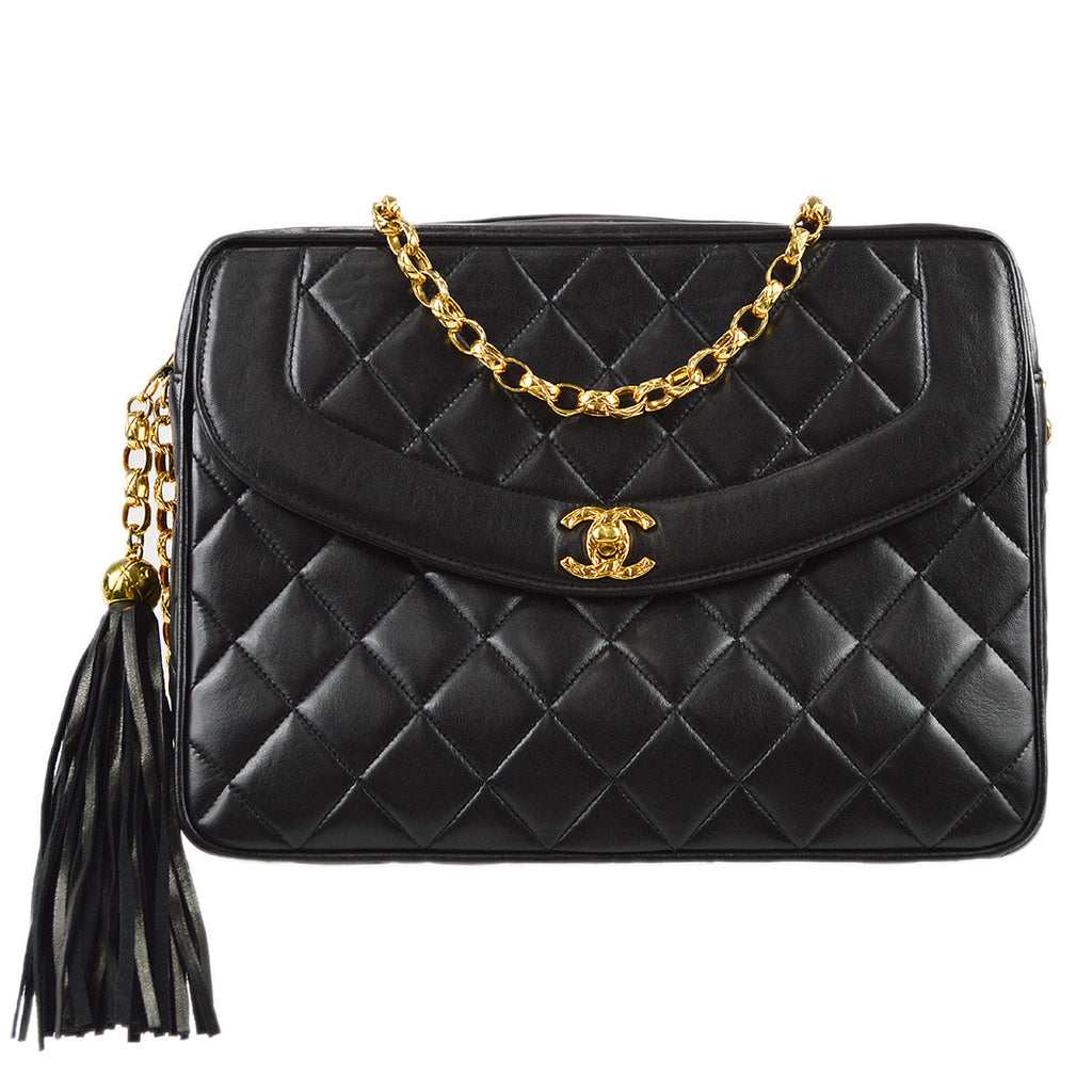 Chanel Fringe Bijou Chain Shoulder Bag Black Lambskin – AMORE