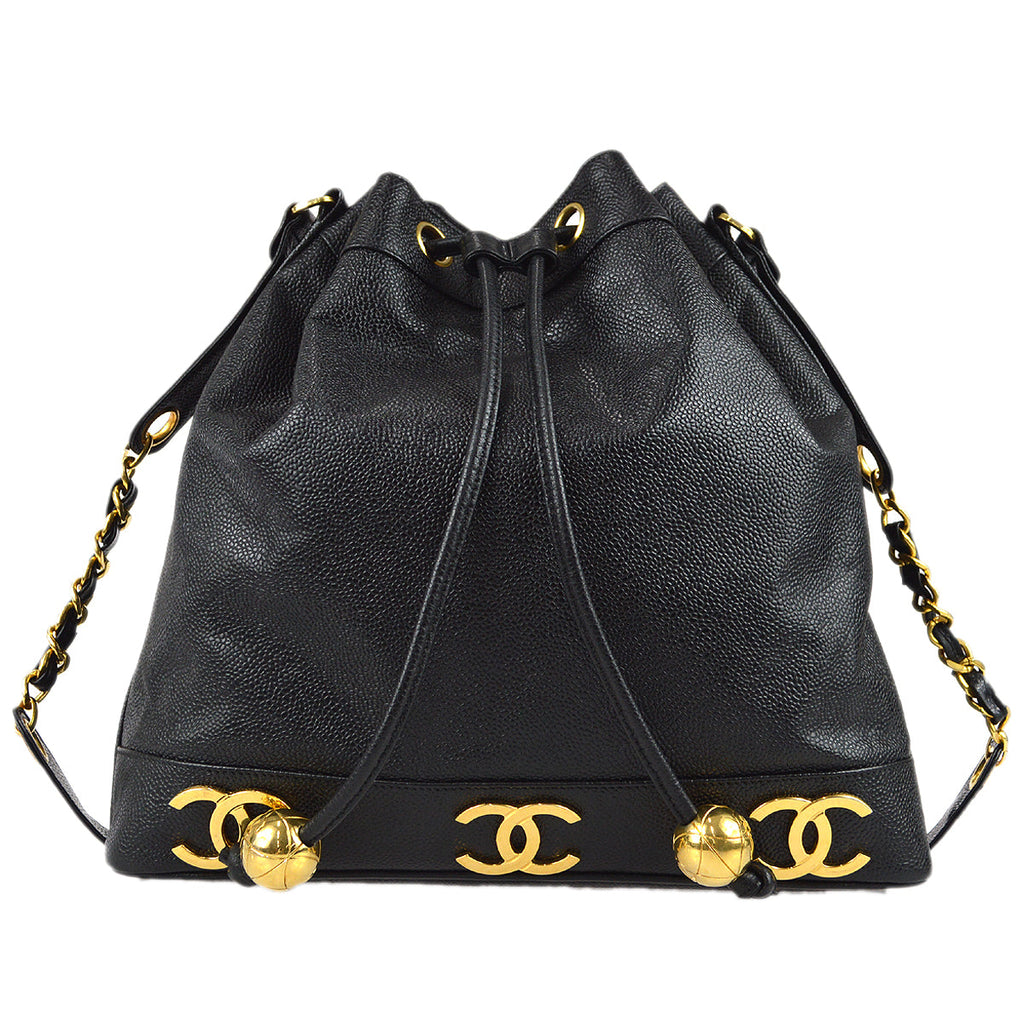Chanel 1994-1996 Triple Shoulder Bag Black Caviar skin – AMORE