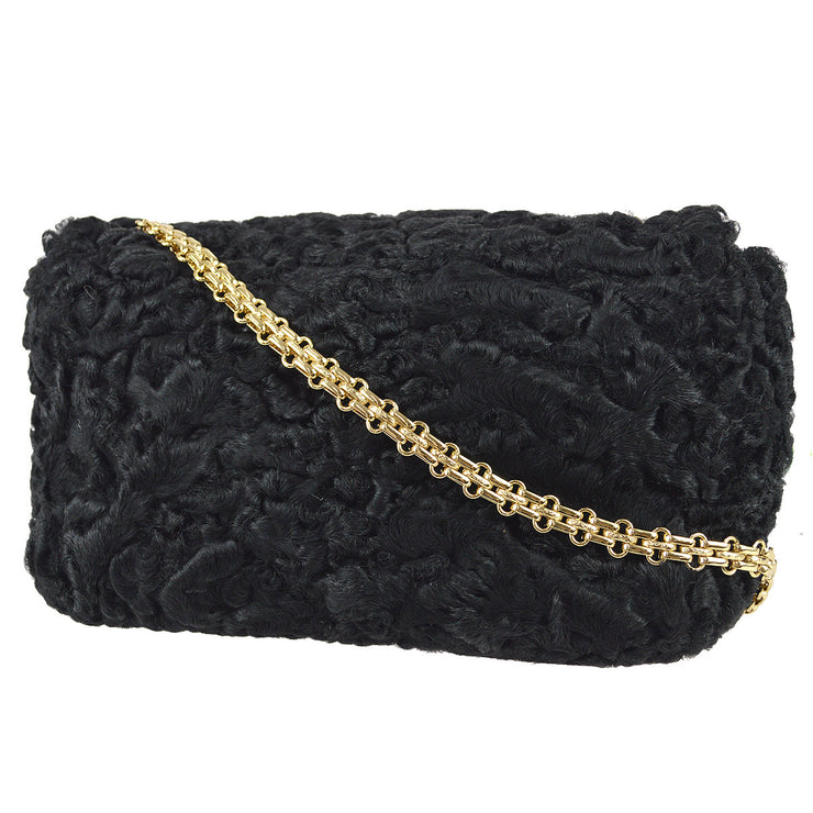 Chanel Straight Flap Chain Shoulder Bag Black Astrakhan Fur – AMORE Vintage  Tokyo