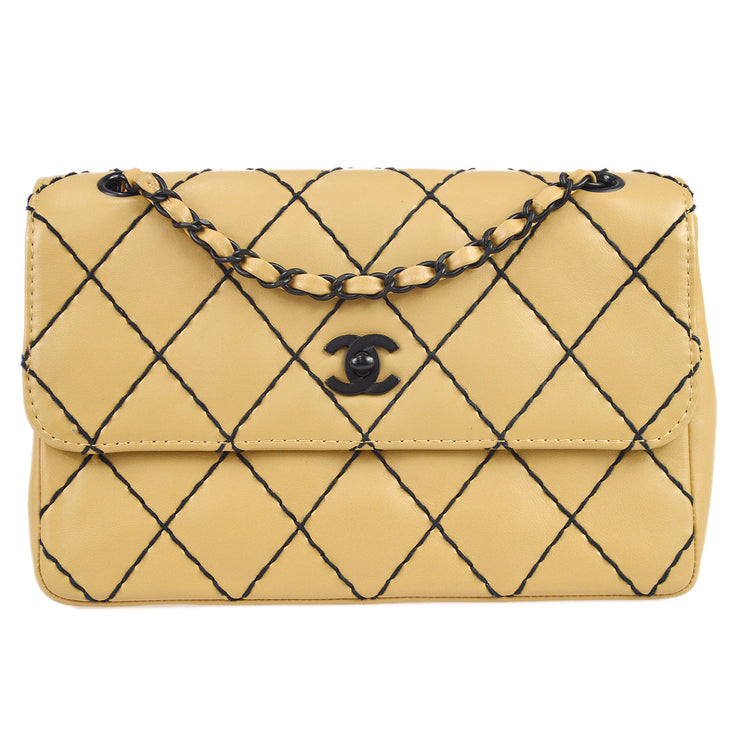 Chanel 2000-2001 Beige Calfskin Wild Stitch Straight Flap Bag – AMORE  Vintage Tokyo