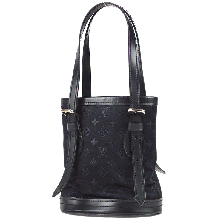 Louis Vuitton 2001 Monogram Satin Little Bucket Black M92144