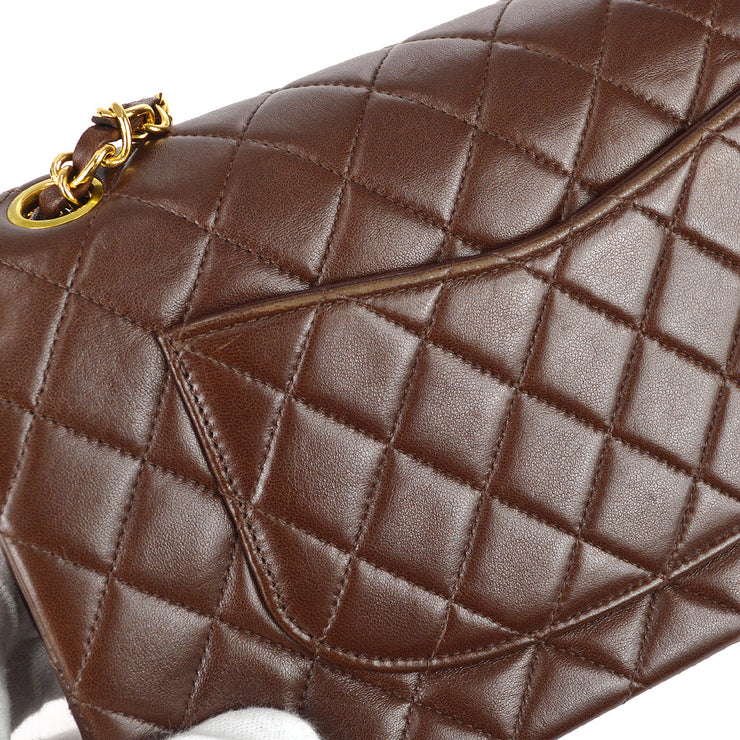 Chanel Gold Patent Leather Chocolate Bar Quilted Kiss Lock