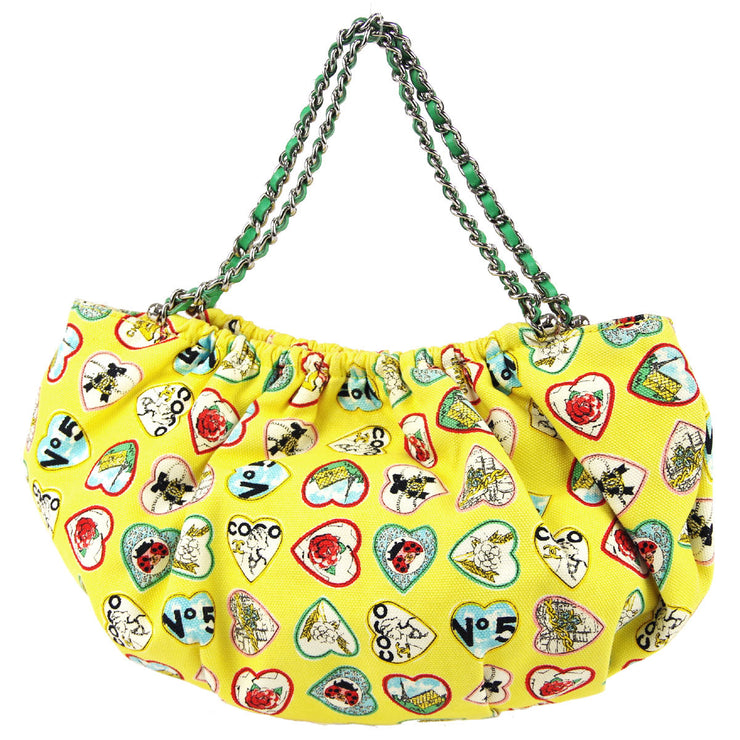 Chanel * 2006 Valentine Chain Handbag Yellow Canvas