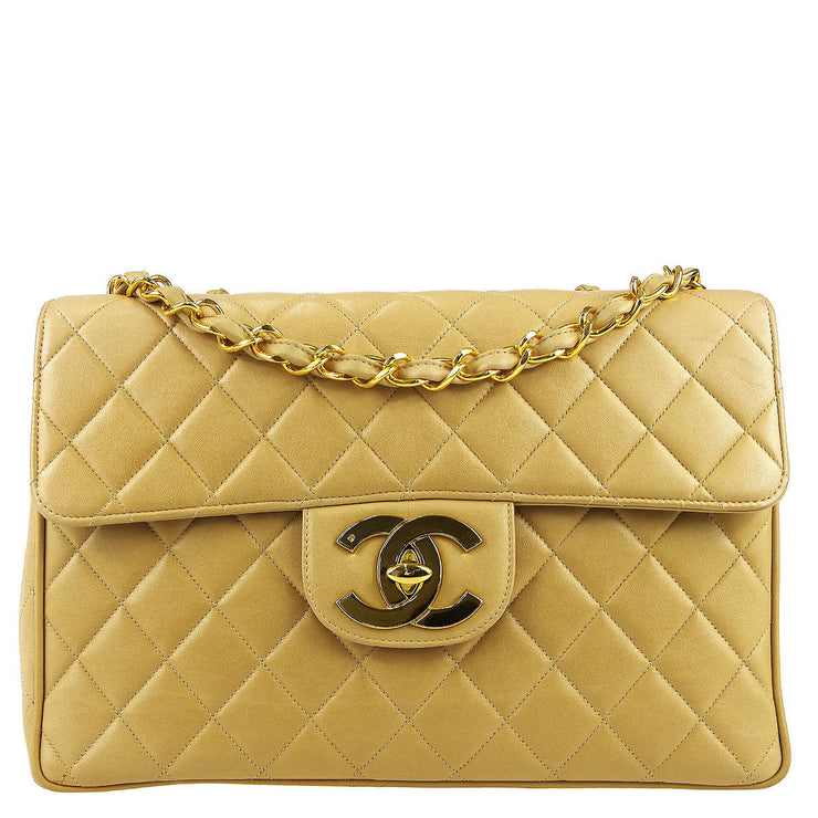 Vintage CHANEL Beige and Black Frame Lambskin 2.55 Classic 