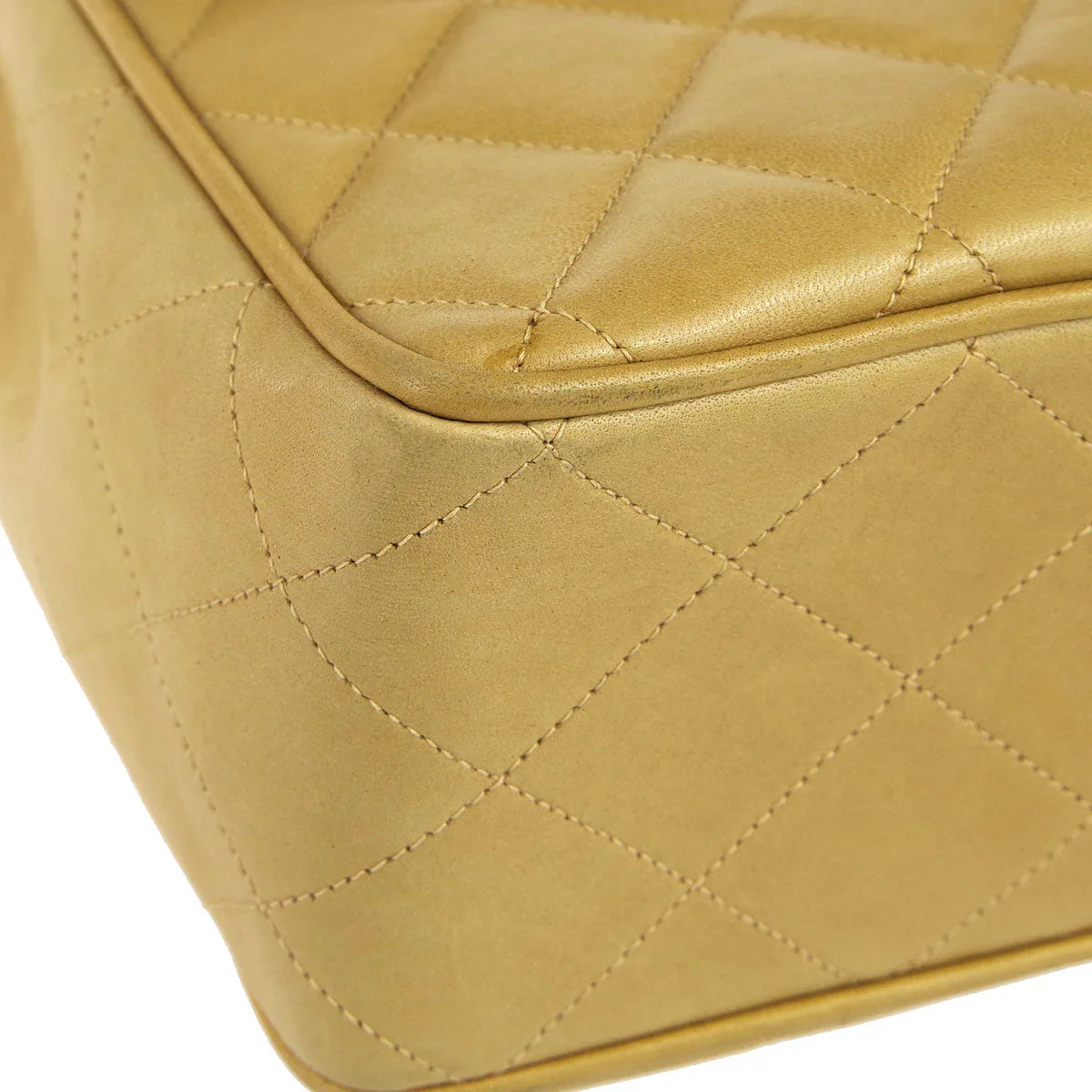 Chanel 1994-1996 * Classic Flap Jumbo Double Chain Shoulder Bag Beige Lambskin