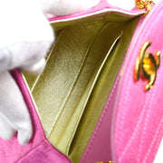 Chanel * 1991-1994 Diagonal Stitch Handbag Mini Pink Canvas