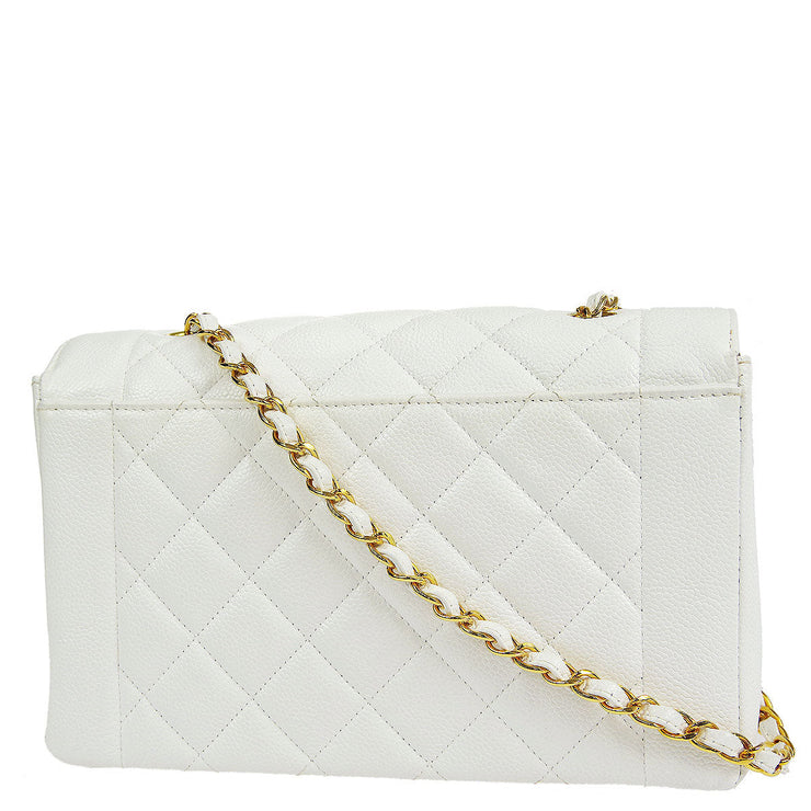 Chanel * 1997-1999 Medium Diana Chain Shoulder Bag White Caviar