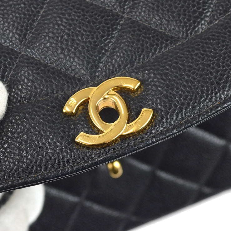 Chanel 1997-1999 Tall Diana Flap Medium Black Caviar