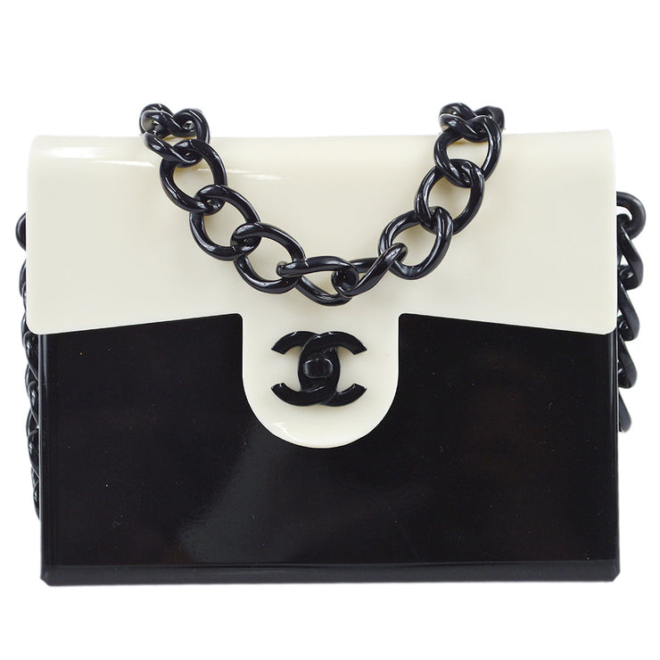 Chanel 2000-2001 Acrylic Chain Flap Bag Mini Black White – AMORE