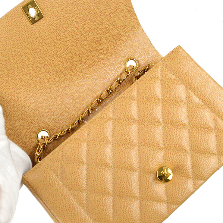 Vintage Chanel Medium Diana Flap Bag Dark Beige Caviar Gold