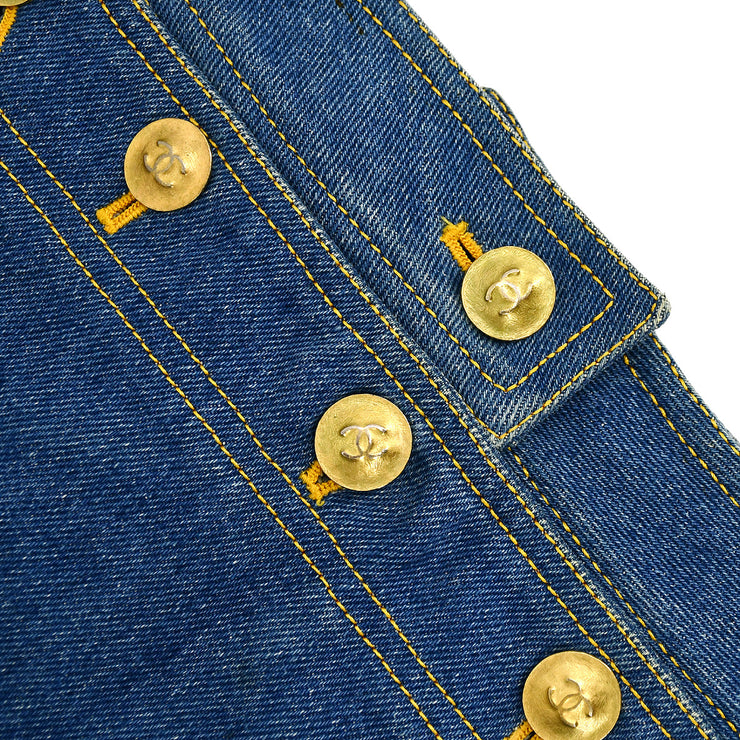 Chanel Spring 1994 CC button-embellished denim mini skirt #36