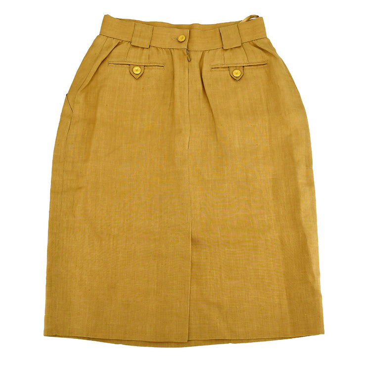 Chanel CC-buttons linen skirt #38