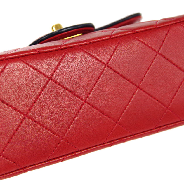 Chanel * 1989-1991 Piped Classic Flap Mini Square 17 Red Lambskin – AMORE  Vintage Tokyo