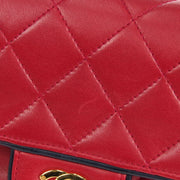 Chanel * 1989-1991 Piped Classic Flap Mini Square 17 Red Lambskin