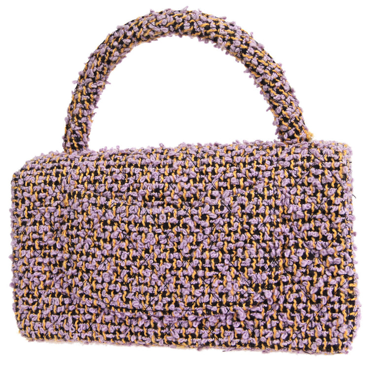 Chanel 1994-1996 * Classic Single Flap Medium Handbag Purple Tweed
