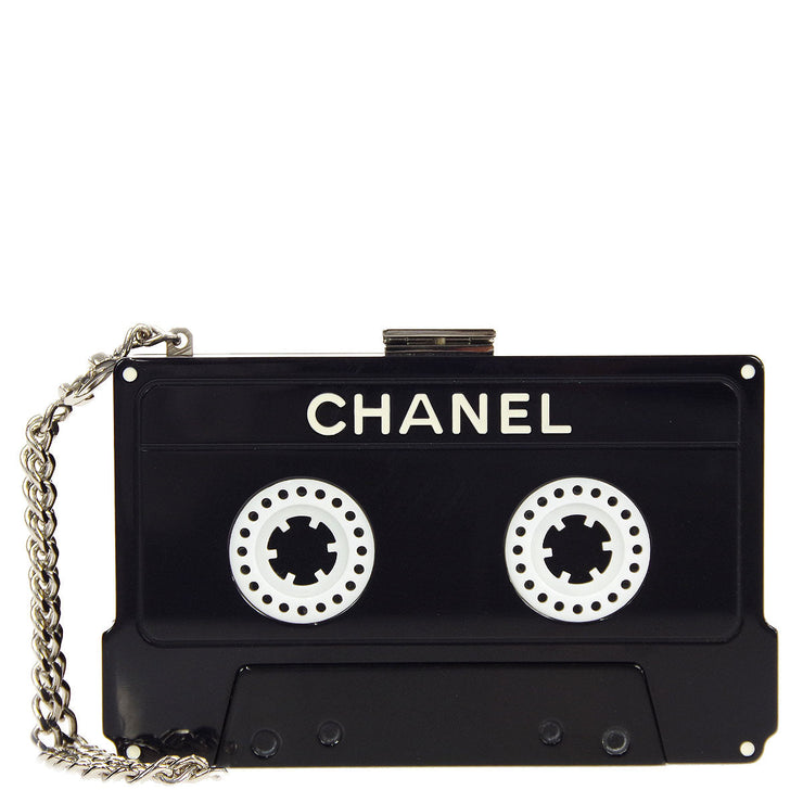 Chanel 04p 'chanel' Cassette Tape Resin / Black Brooch