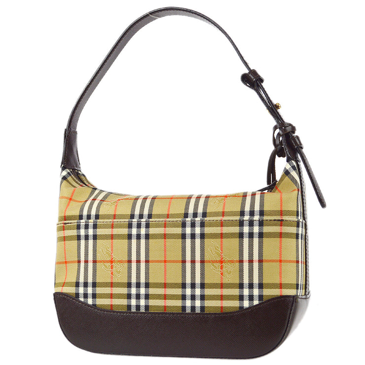 BURBERRY: shoulder bag in check canvas and leather - Beige