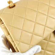 Chanel 1994-1996 Classic Double Flap Medium Shoulder Bag Beige Lambskin