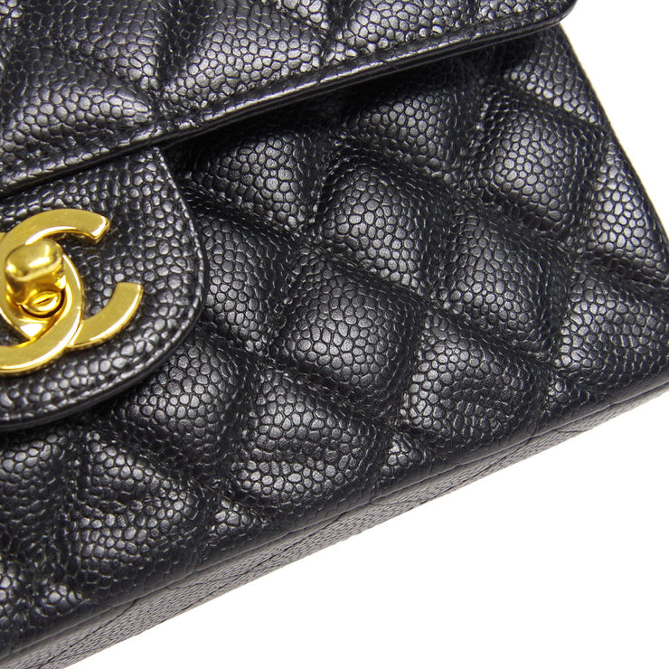 Chanel * Classic Double Flap Small Chain Shoulder Bag Black Caviar