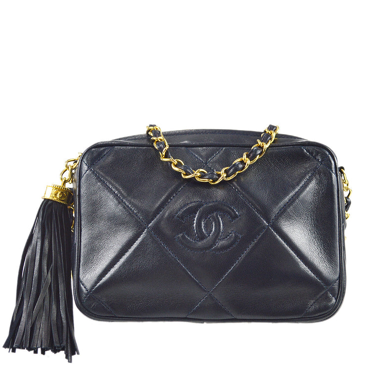 Chanel Red Quilted Lambskin Fringe Chain mini shoulder bag