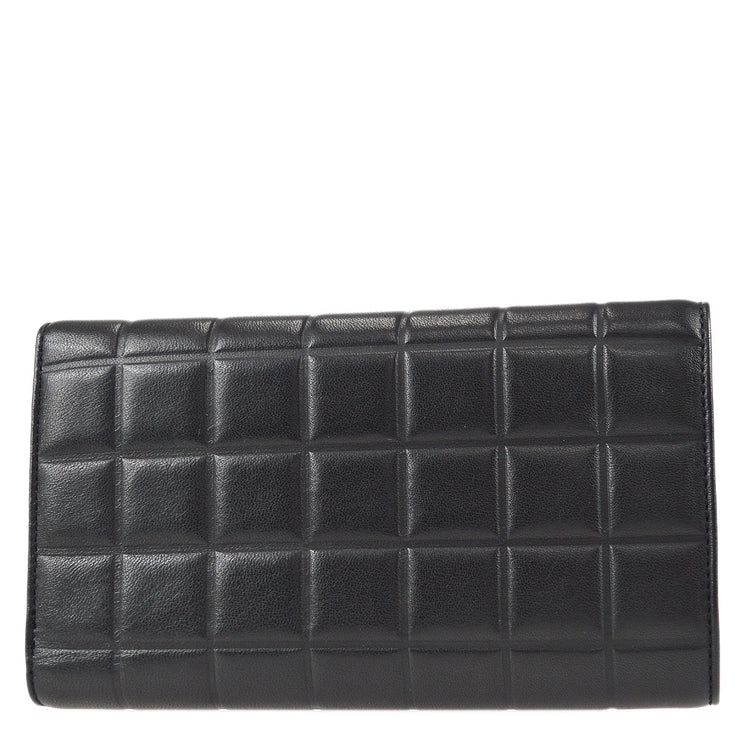 Chanel Choco Bar Trifold Wallet Black Lambskin