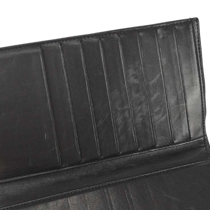 Chanel Choco Bar Trifold Wallet Black Lambskin