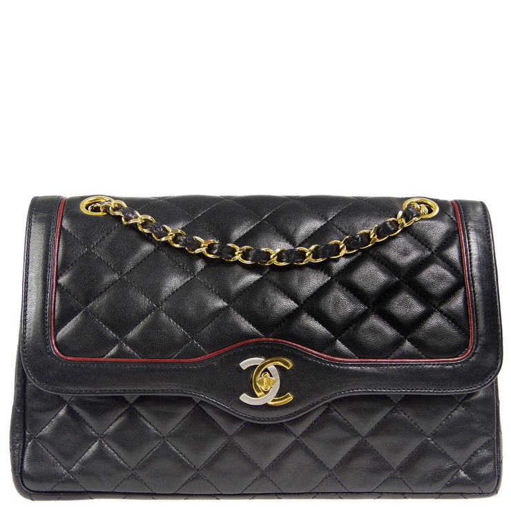 Chanel * Paris Limited Double Flap Medium Chain Shoulder Bag Black Bor –  AMORE Vintage Tokyo