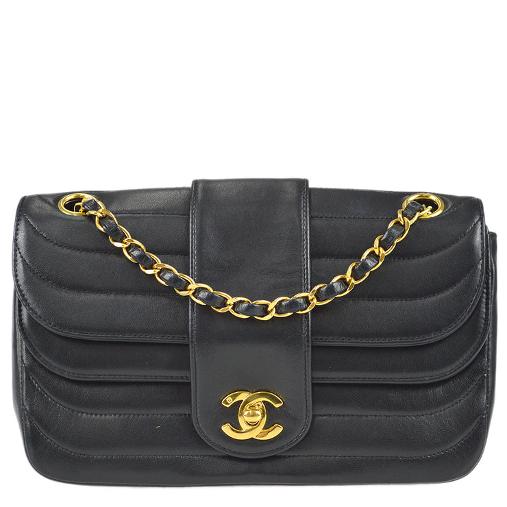 Chanel Easy Flap Mini bag Black Calfskin Silver hardware