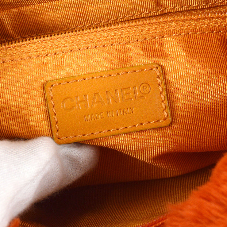 Chanel 2000-2001 Chain Shoulder Bag Orange Fur