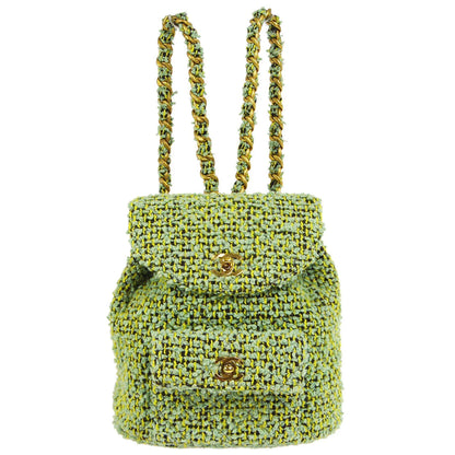 Chanel * 1994 Duma Backpack Large Green Tweed