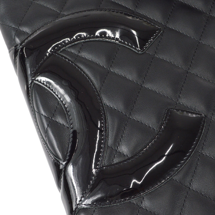 Chanel Cambon Ligne 2006 Quilted White CC On Black Bowling Bag