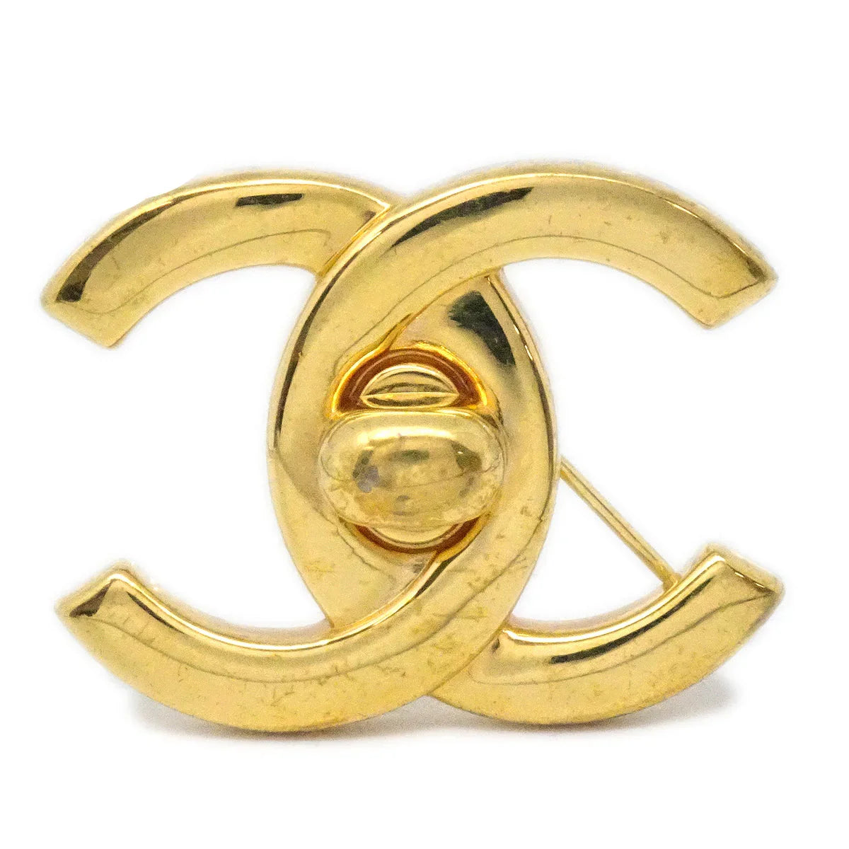Chanel Turnlock Brooch Pin Gold 96A