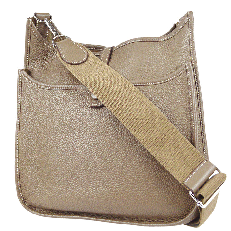 HERMES Evelyn 3 PM Etoupe Shoulder Bag Taurillon Women's