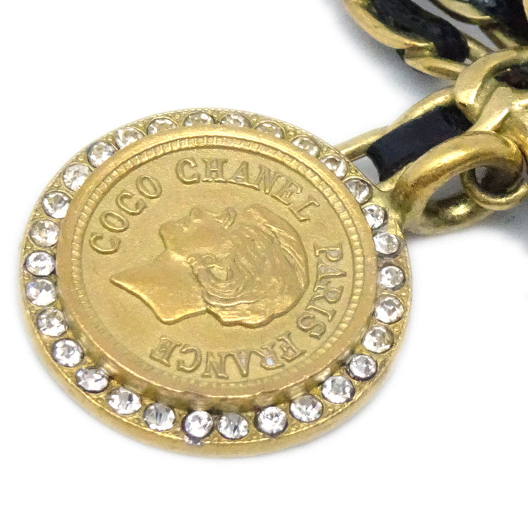 Chanel Bow Medallion Rhinestone Pendant Necklace 95P
