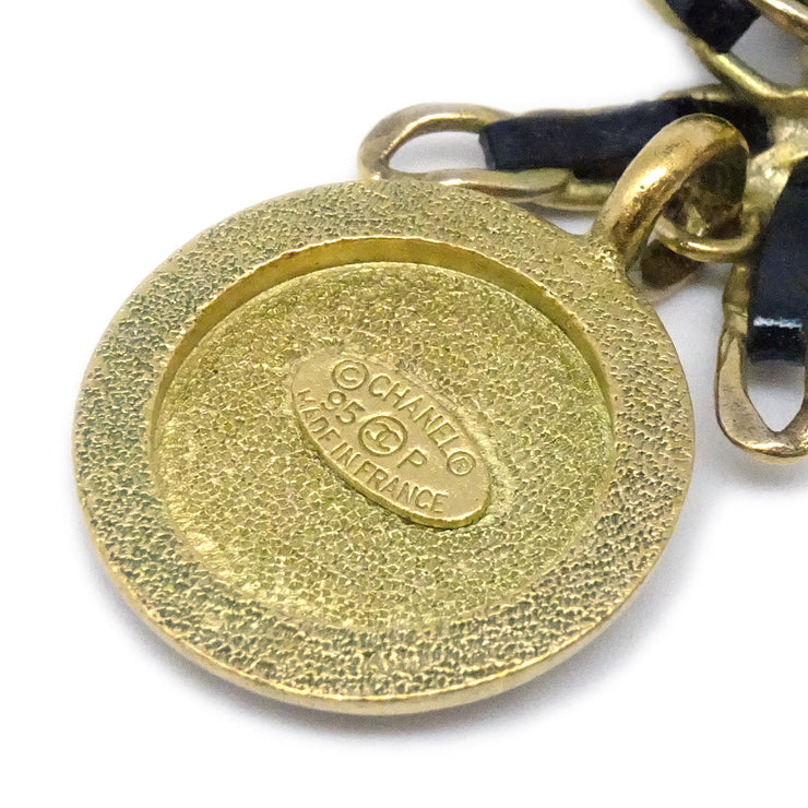 Chanel Bow Medallion Rhinestone Pendant Necklace 95P