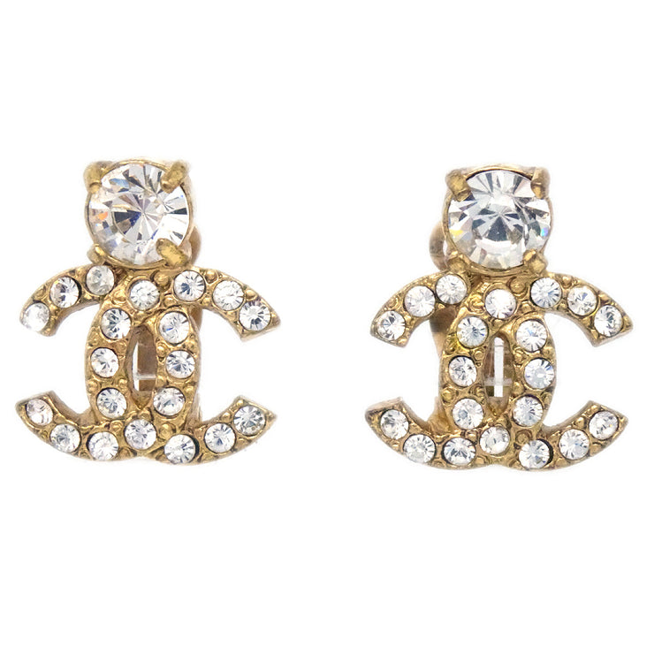 Chanel 2002 Crystal & Gold CC Earrings Clip-On – AMORE Vintage Tokyo