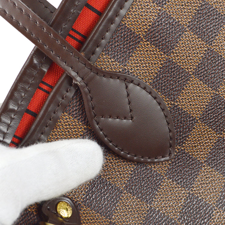 Louis Vuitton Neverfull PM N51109 Damier Ebene Canvas Tote Handbag Brown