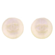 Chanel Button Earrings White Clip-On 00C