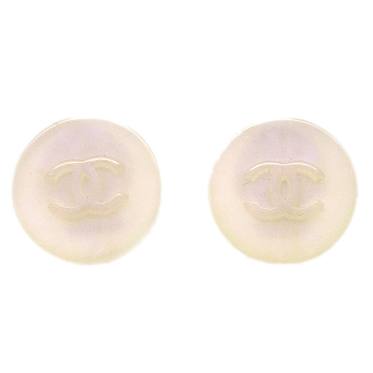 Chanel Button Earrings White Clip-On 00C