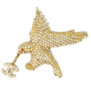 Chanel Eagle Rhinestone Brooch Pin Gold 01P