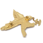 Chanel Eagle Rhinestone Brooch Pin Gold 01P