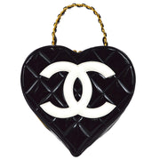 Chanel 1994-1996 Heart Vanity Chain Handbag Black