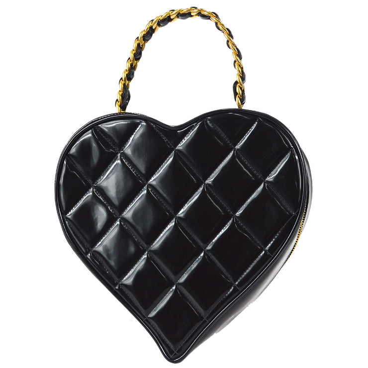 Chanel 1994-1996 Heart Vanity Chain Handbag Black