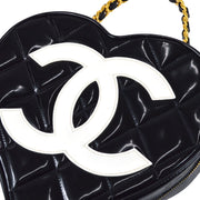 Chanel 1994-1996 Heart Vanity Chain Handbag Black