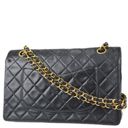 Chanel 1991-1994 Classic Double Flap Medium Shoulder Bag Black Lambskin